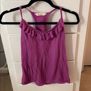 Old Navy purple tank top with ruffled top